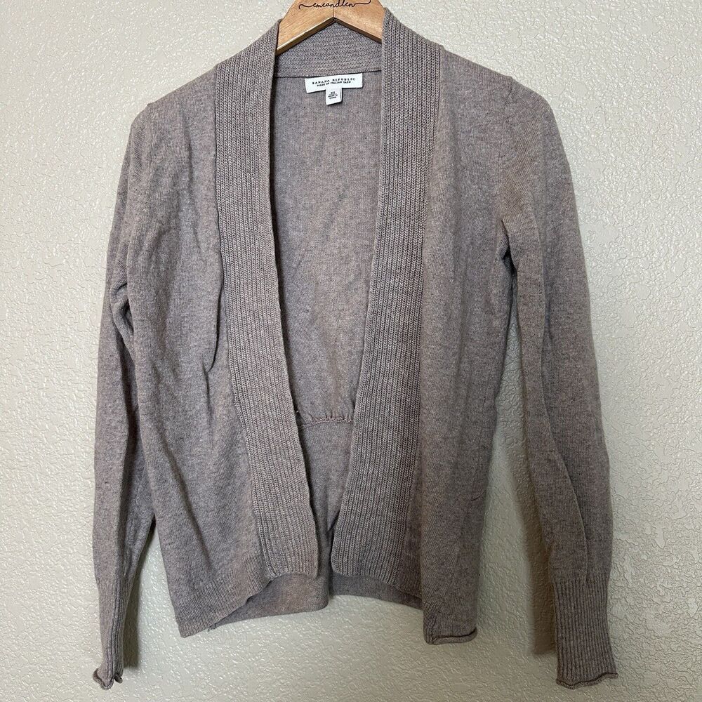 Banana‎ Republic Cardigan Made Of Italian Yarn Wool Cashmere Xs Brown Cream